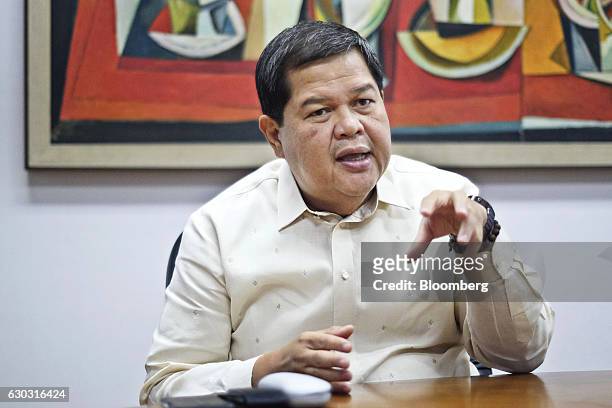 Nestor Espenilla, deputy governor of the Bangko Sentral ng Pilipinas, gestures as he speaks during an interview in Manila, the Philippines, on...