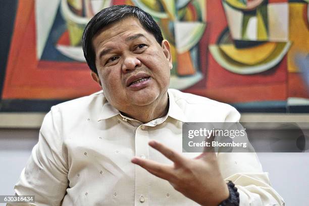 Nestor Espenilla, deputy governor of the Bangko Sentral ng Pilipinas, gestures as he speaks during an interview in Manila, the Philippines, on...