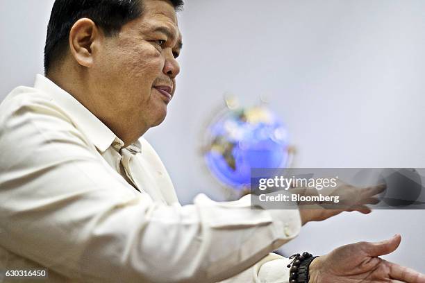 Nestor Espenilla, deputy governor of the Bangko Sentral ng Pilipinas, gestures as he speaks during an interview in Manila, the Philippines, on...
