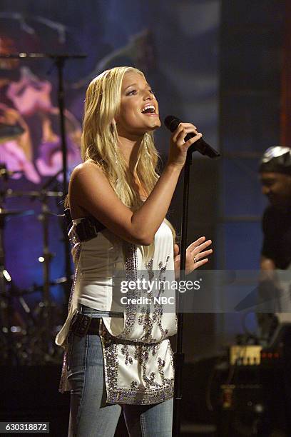 Episode 2674 -- Pictured: Musical guest Jessica Simpson performs on March 17, 2004 --