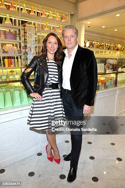 Ladurée co-president Elisabeth Holder Raberin and Pierre-Antoine Raberin attend the opening of Laduree at The Grove in Los Angeles hosted by Rick...