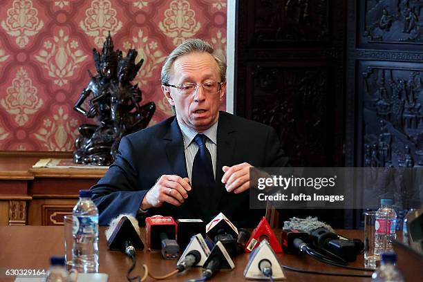 Russian Ambassador to Indonesia, Mikhail Galuzin, during a press conference in relation to the assassination of Russian ambassador, Andrey Karlov, in...