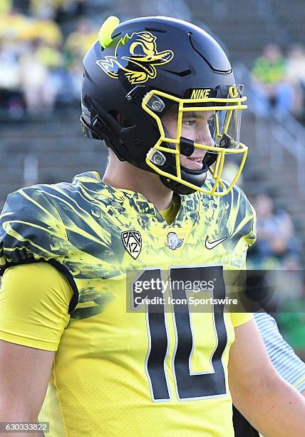 September 10, 2016 - University of Oregon backup QB Justin Herbert during an NCAA football game between the University of Oregon Ducks and University...