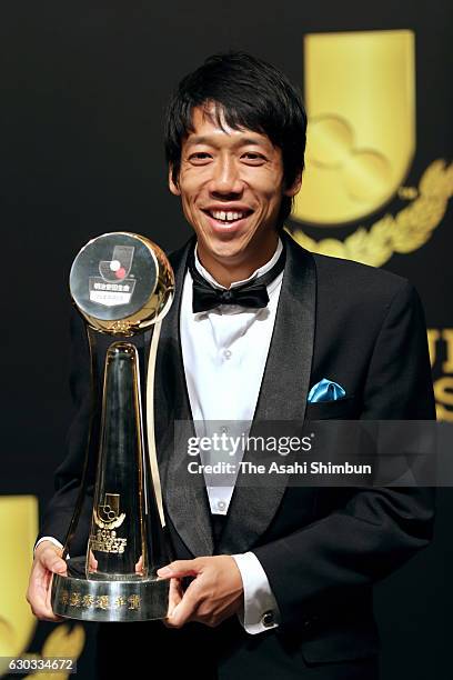 The player of the Year Kengo Nakamura of Kawasaki Frontale poses for photogrpahs during the 2016 J.League Awards at Yokohama Arena on December 20,...