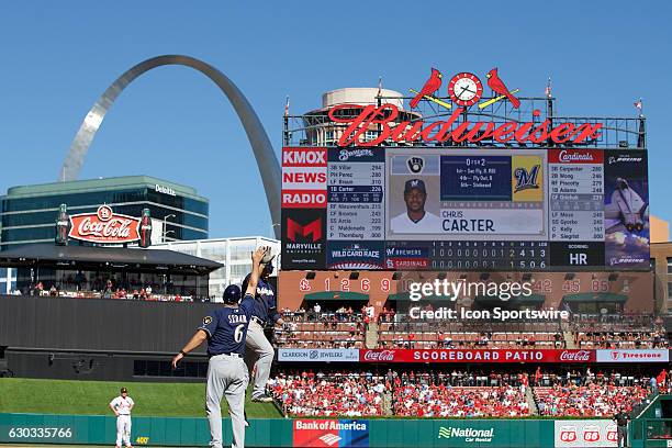 Milwaukee Brewers left fielder Ryan Braun as seen around third base after hitting a home run in the top of the 9th inning against the St. Louis...