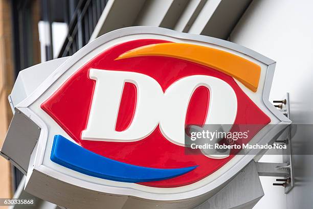 Dairy Queen Signage or DQ: international frozen products restaurant famous for soft serve ice cream.