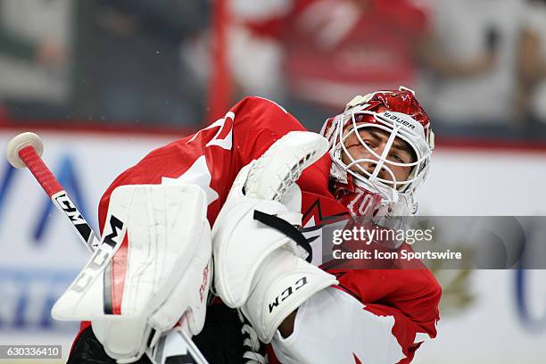 Braden Holtby during a game between Team Canada and Team USA during World Cup of Hockey Pre-Tournament action at Canadian Tire Centre in Ottawa, On.