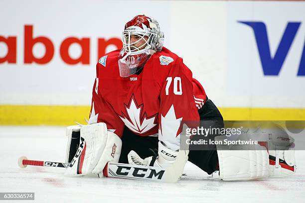 Braden Holtby during a game between Team Canada and Team USA during World Cup of Hockey Pre-Tournament action at Canadian Tire Centre in Ottawa, On.