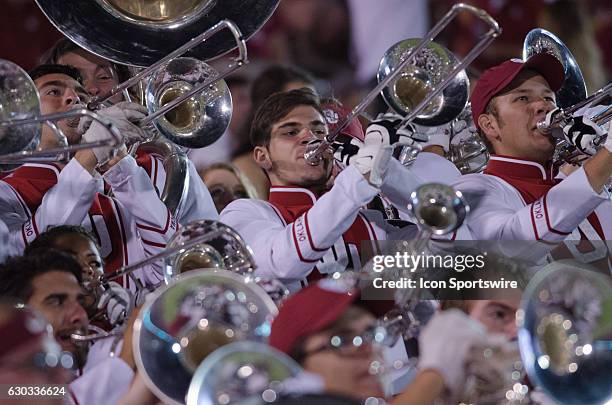 Oklahoma University band playing versus University of Louisiana at Monroe at the Gaylord Family Oklahoma Memorial Stadium in Norman, Oklahoma