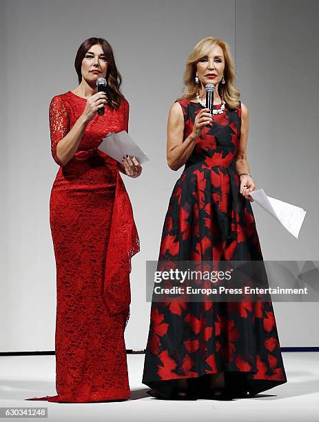 Carmen Lomana and Raquel Revuelta attend the Toni Fernandez fashion show at Joy Eslava on December 20, 2016 in Madrid, Spain.