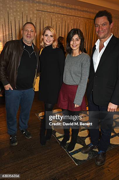 Harvey Weinstein, Lucy Boynton, Alessandra Mastronardi and Dominic West attend a VIP screening of "Sing Street" hosted by Harvey Weinstein and...