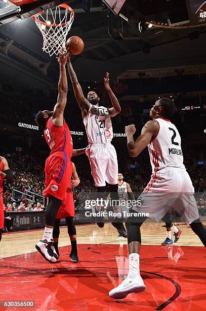 December 20 : CJ Leslie of the Raptors 905 drives to the basket against the Grand Rapids Drive during the game on December 20 at the Air Canada...