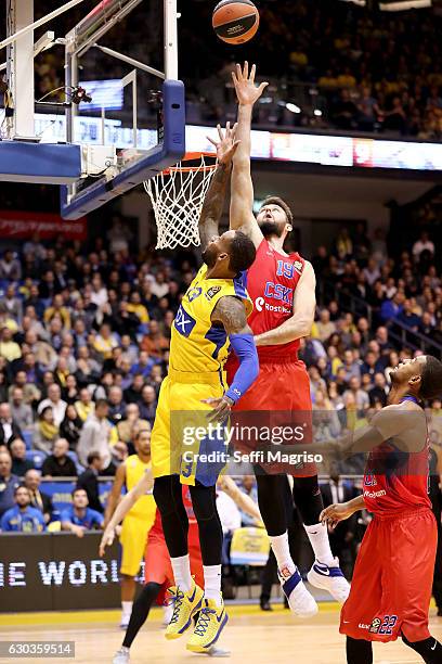 Joel Freeland of CSKA Moscow competes with Sonny Weems, #13 of Maccabi Fox Tel Avivin action during the 2016/2017 Turkish Airlines EuroLeague Regular...