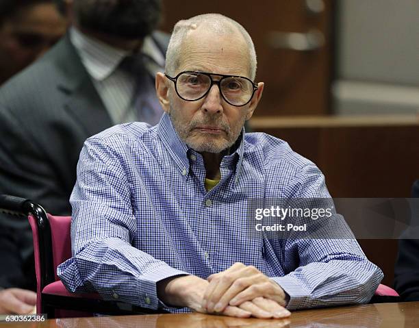 Real Estate Heir Robert Durst appears in the Airport Branch of the Los Angeles County Superior Court during a preliminary hearing on December 21,...
