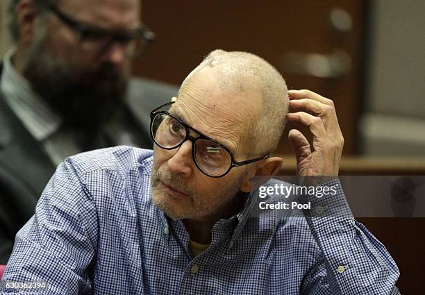 Real Estate Heir Robert Durst appears in the Airport Branch of the Los Angeles County Superior Court during a preliminary hearing on December 21,...
