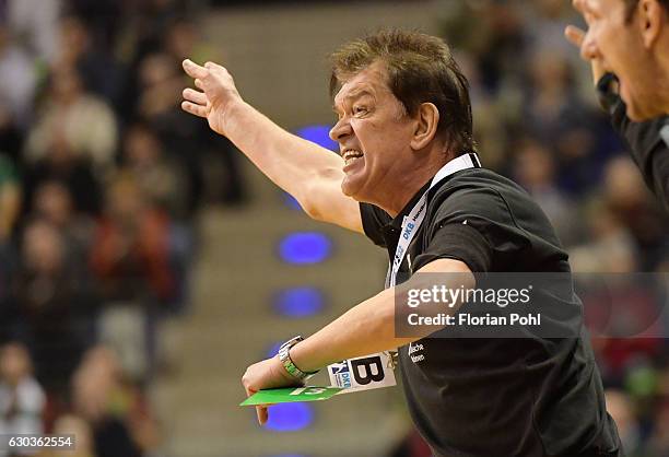 Coach Velimir Petkovic of Fuechse Berlin during the game between Fuechse Berlin and Frisch Auf Goeppingen on December 21, 2016 in Berlin, Germany.