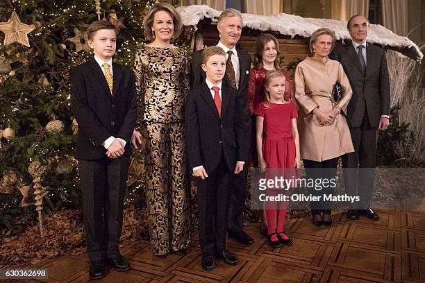 Prince Gabriel, Queen Mathilde of Belgium, Prince Emmanuel, King Philip of Belgium, Princess Eleonore, Princess Elisabeth, Princess Astrid and Prince...