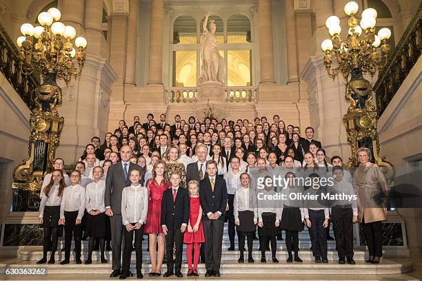 Prince Gabriel, Queen Mathilde of Belgium, Prince Emmanuel, King Philip of Belgium, Princess Eleonore, Princess Elisabeth, Princes Astrid and Prince...