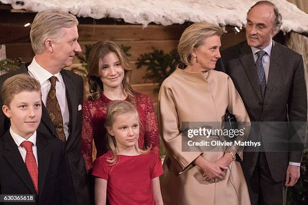 Prince Emmanuel, King Philip of Belgium, Princess Eleonore, Princess Elisabeth, Princes Astrid and Prince Lorenz attend the Christmas Concert at the...