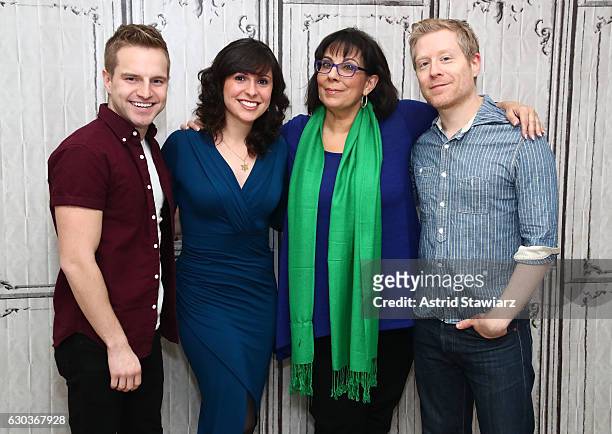 Playbill Digital Correspondent Tyler Mount, Features Editor at Playbill.com Ruthie Fierberg, actress Christine Pedi and actor Anthony Rapp attend...