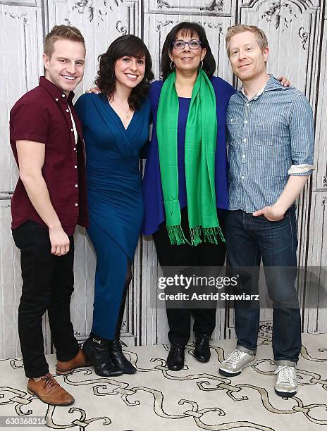 Playbill Digital Correspondent Tyler Mount, Features Editor at Playbill.com Ruthie Fierberg, actress Christine Pedi and actor Anthony Rapp attend...