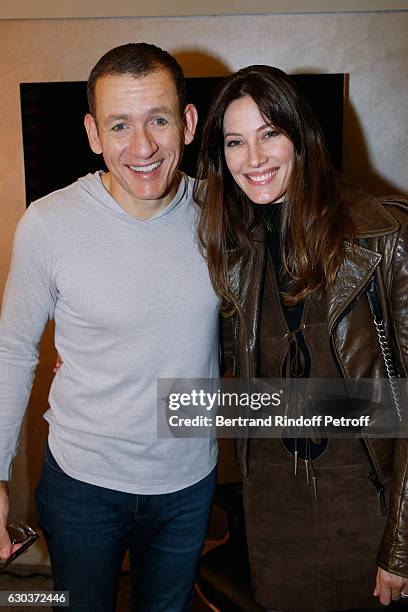 Humorist Dany Boon and Mareva Galanter pose Backstage after the triumph of the "Dany De Boon Des Hauts-De-France" Show at L'Olympia on November 28,...