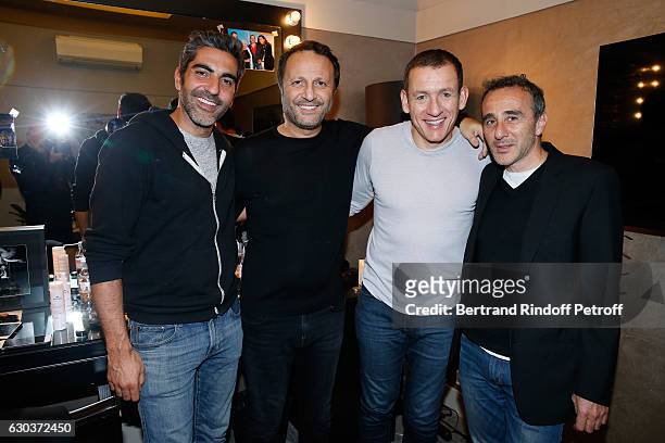 Humorsits Ary Abittan, Arthur Essebag, Dany Boon and Elie Semoun pose Backstage after the triumph of the "Dany De Boon Des Hauts-De-France" Show at...