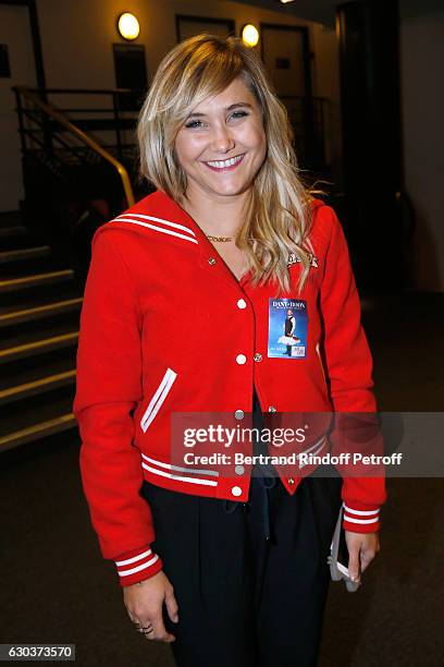 Actress Berengere Krief poses Backstage after the triumph of the "Dany De Boon Des Hauts-De-France" Show at L'Olympia on December 10, 2016 in Paris,...
