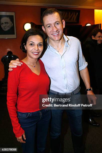 Actress Saida Jawad and humorist Dany Boon pose Backstage after the triumph of the "Dany De Boon Des Hauts-De-France" Show at L'Olympia on December...