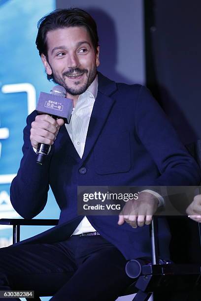 Mexican actor Diego Luna attends the press conference of film "Rogue One: A Star Wars Story" on December 21, 2016 in Beijing, China.