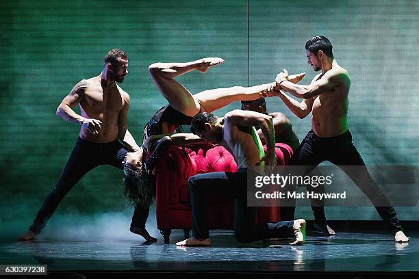 Dancers Jenna Johnson, Artem Chigvintsev, Keo Motsepe, Gleb Savchenko and Alan Bersten perform during the "Dancing With The Stars" Live Tour at...