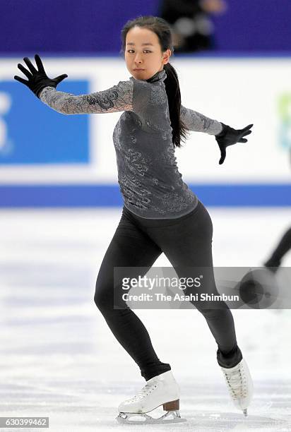 Mao Asada in action during a practice session ahead of the 85th All Japan Figure Skating Championships at Towa Yakuhin RACTAB Dome on December 22,...