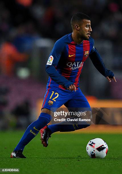 Rafinha Alcantara of FC Barcelona runs with the ball during the Copa del Rey round of 32 second leg match between FC Barcelona and Hercules at Camp...