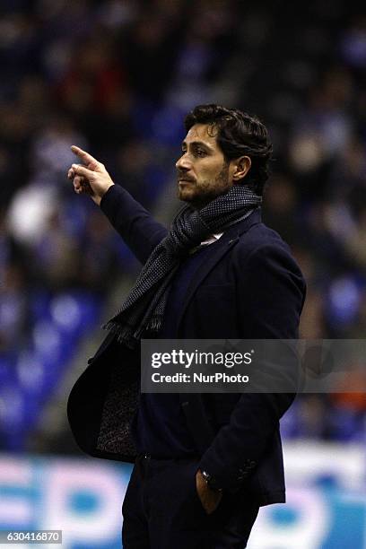 Victor Sanchez del Amo reacts during the spanish Copa del Rey match between Real Club Deportivo de La Coruña vs Real Betis Balompie at Estadio...