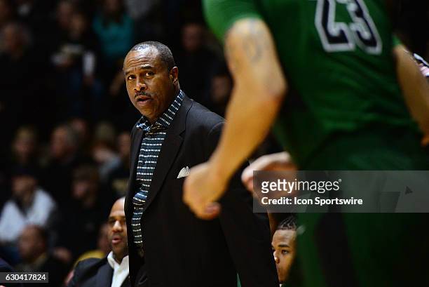 Cleveland State Vikings Head Coach Gary Waters looks on during the game against the Purdue Boilermakers on December 10 at Mackey Arena in West...
