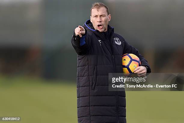 Duncan Ferguson during the Everton FC training session at Finch Farm on December 22, 2016 in Halewood, England.