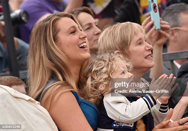 Actress Blake Lively and daughter James Reynolds attend the ceremony honoring Ryan Reynolds with a Star on the Hollywood Walk of Fame on December 15,...