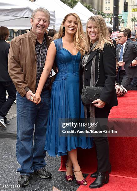 Actress Blake Lively, father Ernie Lively and mother Elaine Lively attend the ceremony honoring Ryan Reynolds with a Star on the Hollywood Walk of...