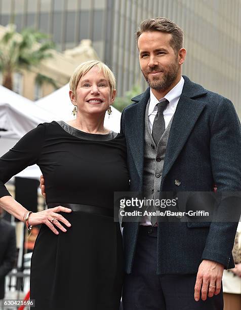 Actor Ryan Reynolds and mom Tammy Reynolds attend the ceremony honoring Ryan Reynolds with a Star on the Hollywood Walk of Fame on December 15, 2016...