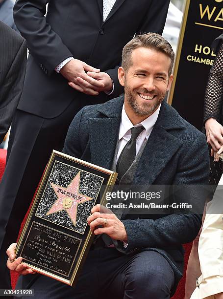 Actor Ryan Reynolds is honored with Star on the Hollywood Walk of Fame on December 15, 2016 in Hollywood, California.