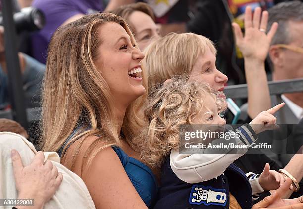 Actress Blake Lively and daughter James Reynolds attend the ceremony honoring Ryan Reynolds with a Star on the Hollywood Walk of Fame on December 15,...