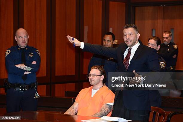 John Gotti, the nephew of John Gotti Jr. And son of Peter Gotti, center, along with his attorney Gerard Marrone appear for a bail hearing on drug...