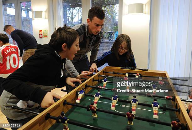 Arsenal's Laurent Koscielny during a visit to charity Centre 404 on December 22, 2016 in London, England.