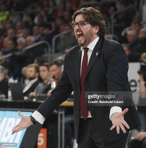 Andrea Trincheri, Head Coach of Brose Bamberg in action during the 2016/2017 Turkish Airlines EuroLeague Regular Season Round 14 game between Brose...
