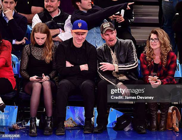 Anna McEnroe, John McEnroe, Kevin Dillon and guest attend Orlando Magic Vs. New York Knicks game at Madison Square Garden on December 22, 2016 in New...