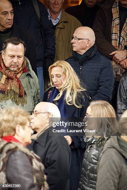 Sylvie Elias, mother of Sarah Marshall, attends the funeral of French actress Michele Morgan, who died aged 96, at Church Saint-Pierre de Neuilly sur...