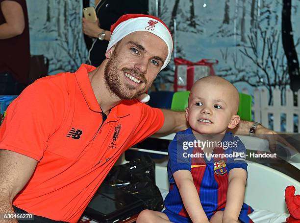 Jordan Henderson Captain of Liverpool at Alder Hey Children's Hospital on December 23, 2016 in Liverpool, England