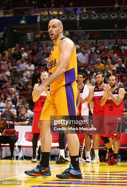 Aleks Maric of the Kings looks on during the round 11 NBL match between Sydney and Illawarra on December 23, 2016 in Sydney, Australia.