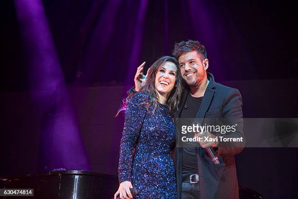 Malu and Pablo Lopez perform on stage at Palau Sant Jordi on December 23, 2016 in Barcelona, Spain.
