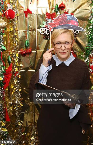 Cate Blanchett during the cast of 'Hamilton' 2016 Door Decorating Competition at Richard Rodgers Theatre on December 23, 2016 in New York City.